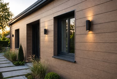 Façade moderne avec bardage bois horizontal