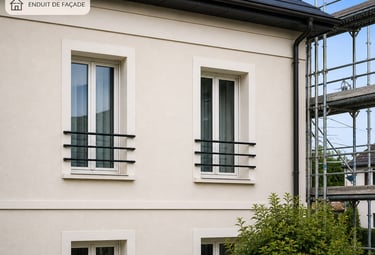  Ravalement de façade maison avec échafaudage