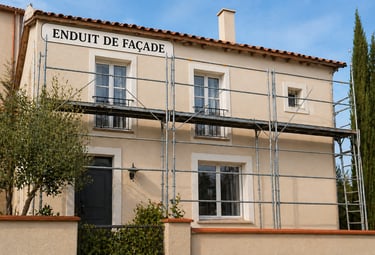  Enduit de façade avec échafaudage – rénovation maison extérieure