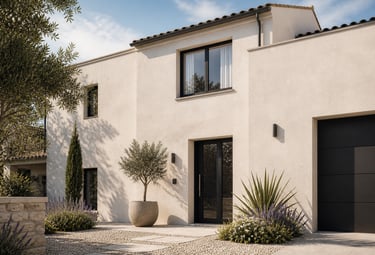 Enduit de façade blanc – maison moderne 2 étages avec finition élégante