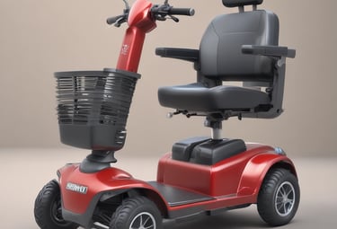 Close-up of a technician adjusting a mobility scooter's controls.