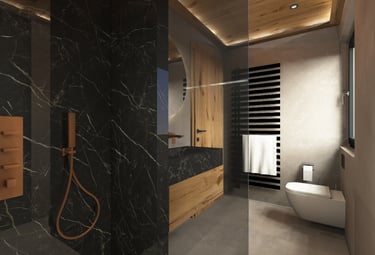 Fotorealistische 3D-Badplanung mit Großformatfliesen in München