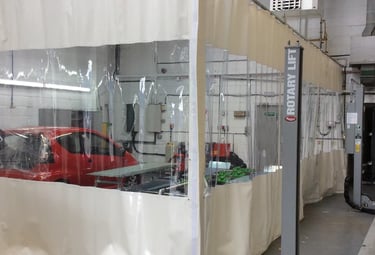 spray booth curtains for vehicle smart repairs.  