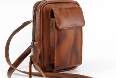 a brown leather baguet bag with a strap