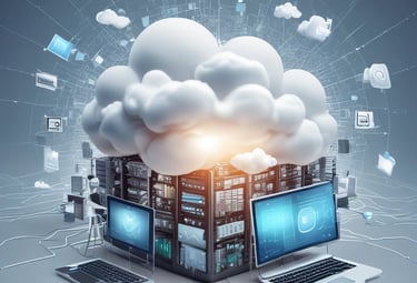 A cloud computing graphic representing IaaS services.