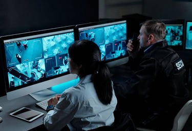 Office lobby under 24/7 watch by Remote CCTV UK cameras to prevent unauthorized building access.