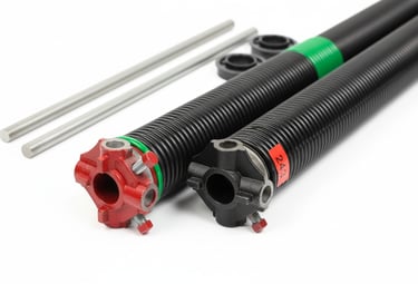 Picture of 2 garage door springs and its components