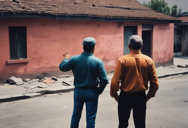 Modern architecture with a wave-like roof design stands prominently against a backdrop of traditional brick buildings. The scene is set alongside a calm waterway, with a bridge and a construction crane visible, adding an urban touch. The evening light casts a warm glow, highlighting the contrasting styles of the architecture.