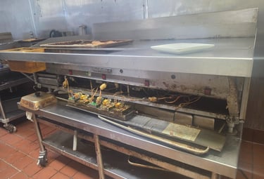 Emergency Holiday Service on grill in a commercial kitchen