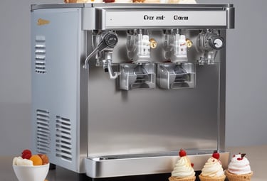 A single scoop of vanilla ice cream topped with white chocolate shavings is presented in a cone covered with pink and white sprinkles. Beside the ice cream is a round waffle biscuit. The background consists of vibrant pink bougainvillea flowers against a white wall.