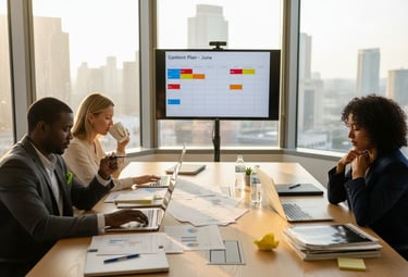 Business team planning social media strategy