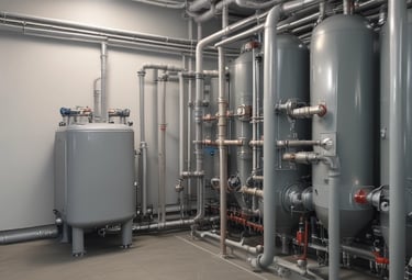 A building's exterior features multiple air conditioning units stacked and mounted on metal racks near a fire escape. The facade is weathered, with visible electrical wires crisscrossing the scene. An adjacent structure with a wooden overhang is partially visible.