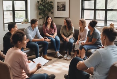 A classroom setting with adults learning.