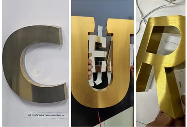 Metal SS Steel letters in Mirror and brushed finishing