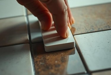 Artigiano al lavoro nella posa precisa delle piastrelle Castellon de la Plana