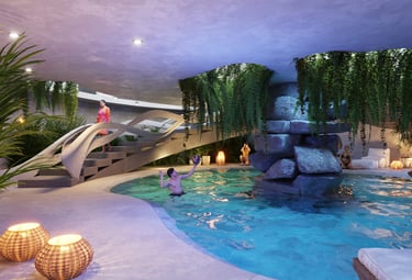 ARTEM underground heated pool and spa area