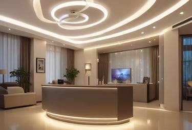 A smartphone displaying its home screen with various app icons is placed on a wooden surface. The background shows a dimly lit interior with a window or lattice through which sunlight filters, revealing greenery outside.