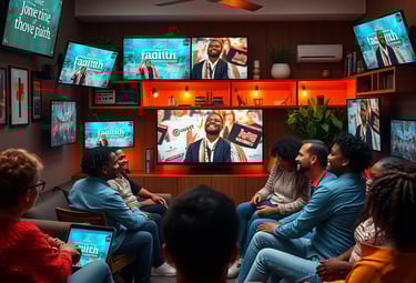 un groupe de personnes assises autour d'un écran de télévision