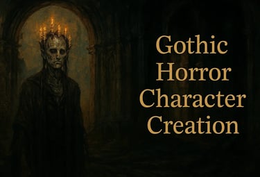 Gothic horror character creation — candle‑crowned figure in ruined cathedral with occult symbols