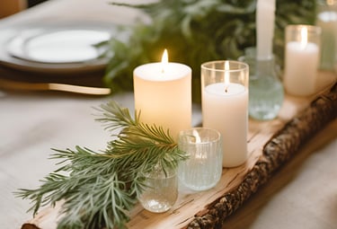 a table with candles and candles on it