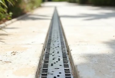 A drainage system in the driveway
