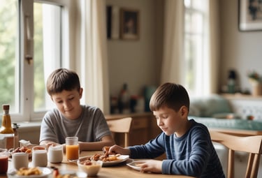 A father engaging in a meaningful conversation with his child at home.