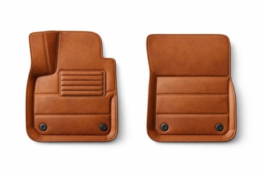 Leather floor mats providing interior protection and premium look for vehicle cabins.