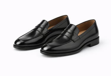 Black leather loafers with smooth finish for formal occasions