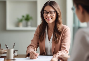 A group of women is sitting at a table, each using a laptop. Their expressions suggest focus and engagement. In the center, there are various items, including cups and a thermos. The setting appears to be a casual workspace with brick and glass walls in the background.