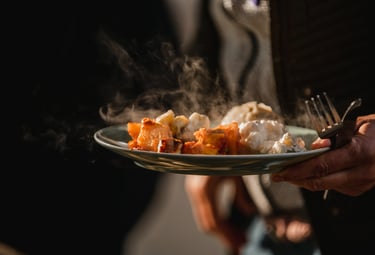 Plate of steaming food