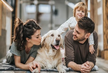 Happy dog and cat in their new Santa Ynez Valley home – pet-friendly real estate and mortgages