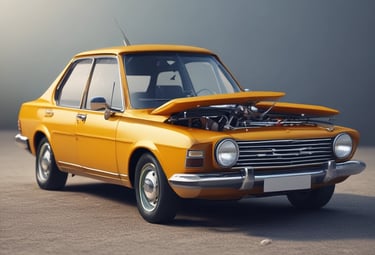 A vibrant outdoor car event features a yellow sports car under a black canopy with the signage 'DEEP LIFESTYLES SUPPLY CO.' People gather around the car, suggesting an exhibition or a car show. In the background, tall buildings rise under a partly cloudy sky. Additional tents and setups are visible, indicating a bustling atmosphere.