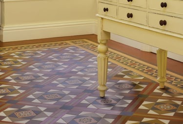 Original Victorian tiled floor, discovered and restored after being hidden under carpet for years