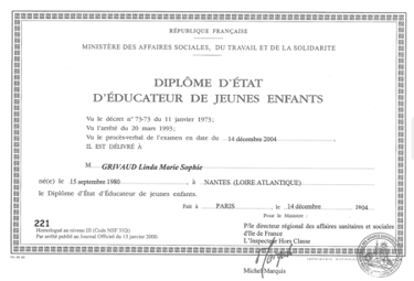 diplôme d'état d'éducatrice de jeunes enfants