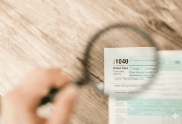 Una lupa colocada sobre un documento a revisión