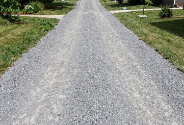 Close-up of gravel piles ready for delivery at a construction site.