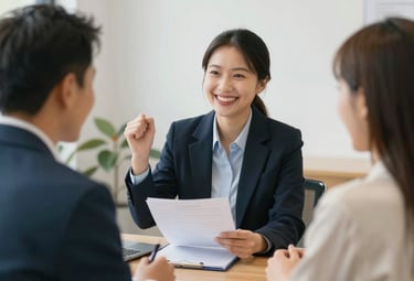 Close-up of hands signing mortgage documents with a supportive broker nearby.