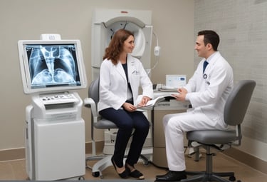 Close-up of a neuroradiology expert annotating MRI images on a computer screen.