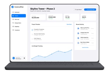 Construction supplier management platform screenshot