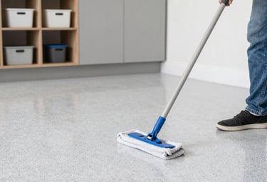 Easy to clean concrete floor coating in residential garage