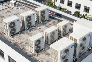 Close-up of a modern thermostat displaying temperature settings in a stylish home interior.