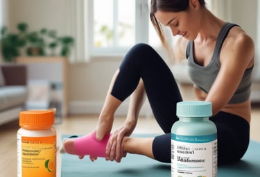 A flat lay of natural wellness products and cozy knitted blankets.