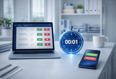 neon futur chrono Manager approves company card payment in seconds using Safemoney.cloud real time approval workflow on phone