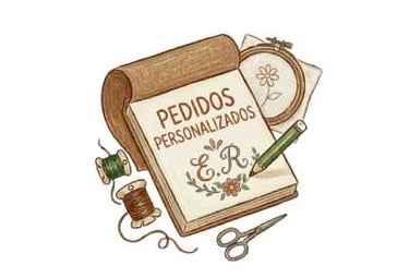  Ilustración de un cuaderno de pedidos de bordado personalizados con hilo, tijeras y un bastidor 