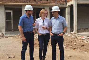 Security guard standing attentive at the gated community entrance during sunset.