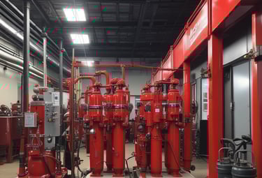 Technician inspecting electromechanical equipment in a modern facility.