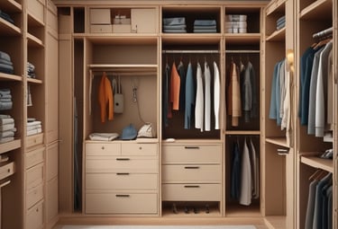 Before and after images showing furniture assembly transformation.