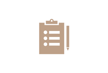 Beige checklist clipboard and pen icon for organization and project management.