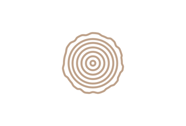Minimalist wood grain icon showing concentric tree rings in a circular cross-section design.