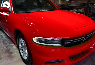 Buffed Dodge Charger after repairs at CarGo Houston, Tx